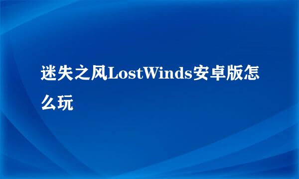 迷失之风LostWinds安卓版怎么玩