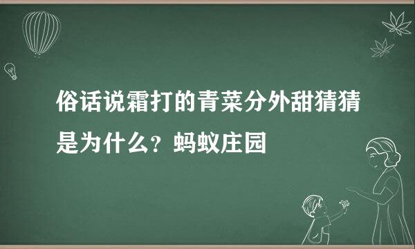 俗话说霜打的青菜分外甜猜猜是为什么？蚂蚁庄园