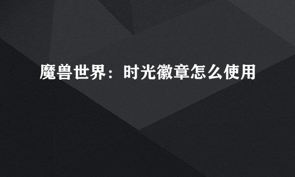 魔兽世界：时光徽章怎么使用