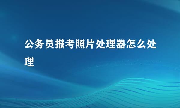 公务员报考照片处理器怎么处理