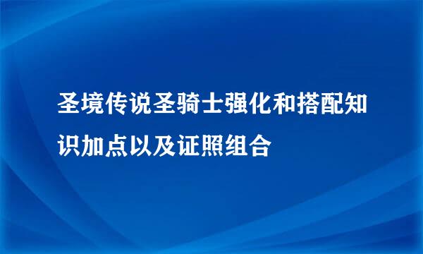 圣境传说圣骑士强化和搭配知识加点以及证照组合