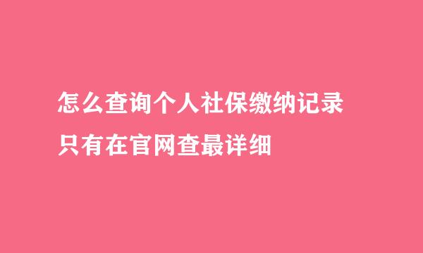 怎么查询个人社保缴纳记录 只有在官网查最详细