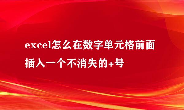 excel怎么在数字单元格前面插入一个不消失的+号