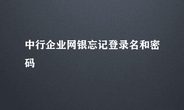 中行企业网银忘记登录名和密码