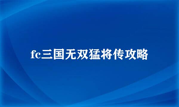 fc三国无双猛将传攻略