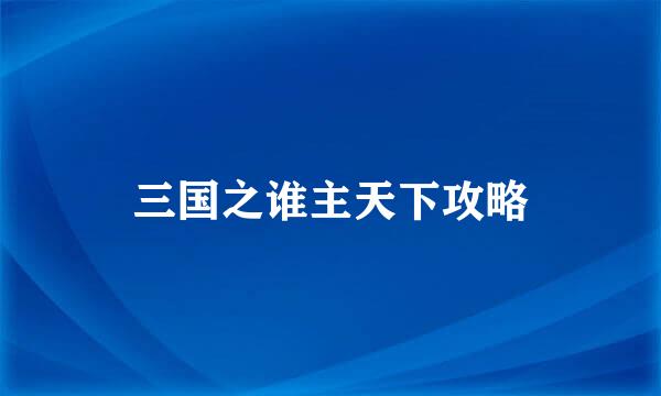三国之谁主天下攻略
