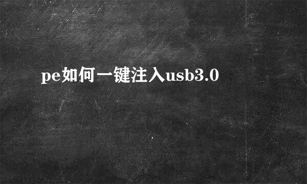 pe如何一键注入usb3.0