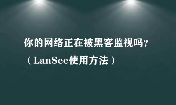 你的网络正在被黑客监视吗？（LanSee使用方法）