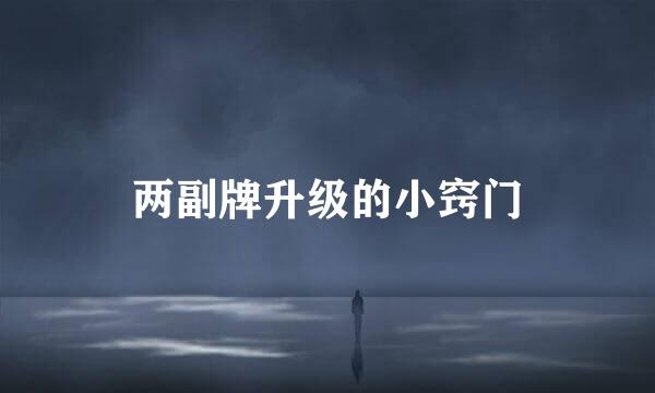 两副牌升级的小窍门