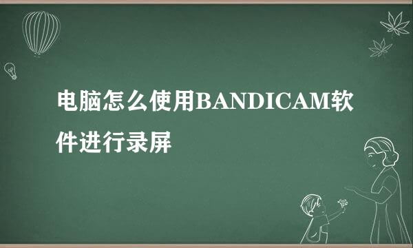 电脑怎么使用BANDICAM软件进行录屏