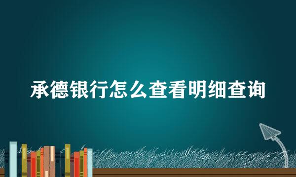 承德银行怎么查看明细查询