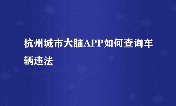 杭州城市大脑APP如何查询车辆违法