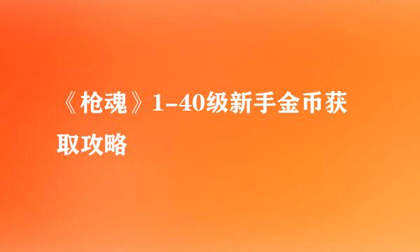 《枪魂》1-40级新手金币获取攻略
