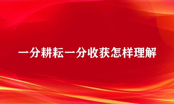 一分耕耘一分收获怎样理解