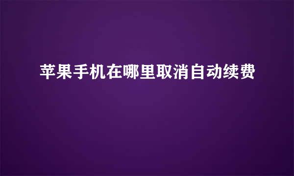 苹果手机在哪里取消自动续费