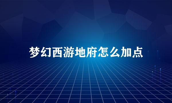梦幻西游地府怎么加点