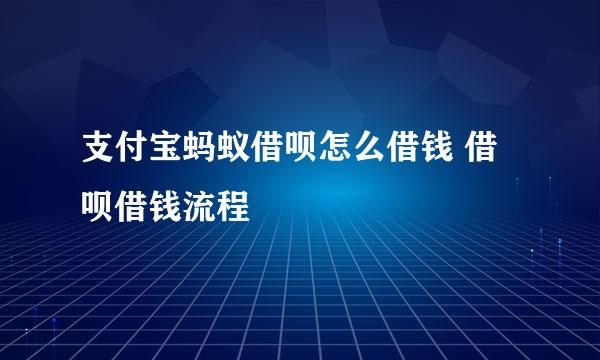 支付宝蚂蚁借呗怎么借钱 借呗借钱流程