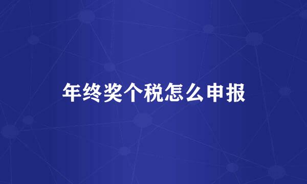 年终奖个税怎么申报