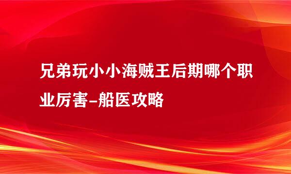 兄弟玩小小海贼王后期哪个职业厉害-船医攻略