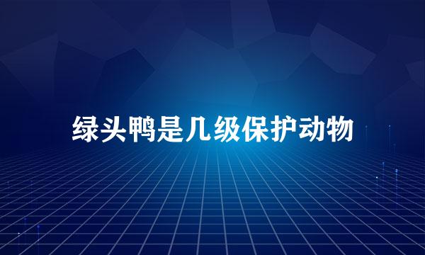 绿头鸭是几级保护动物