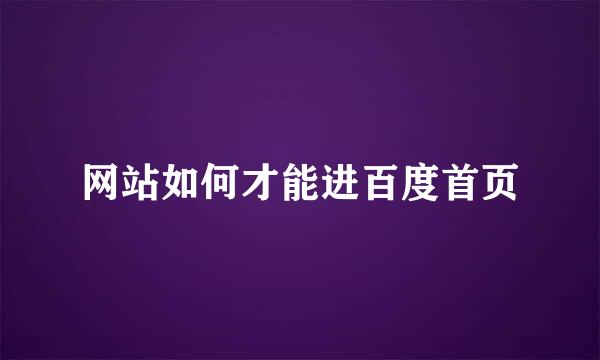 网站如何才能进百度首页