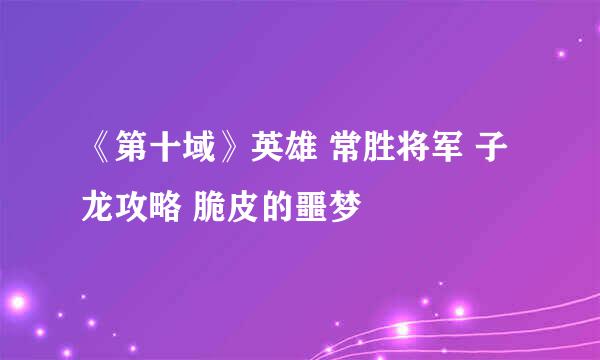 《第十域》英雄 常胜将军 子龙攻略 脆皮的噩梦