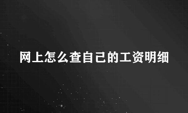 网上怎么查自己的工资明细