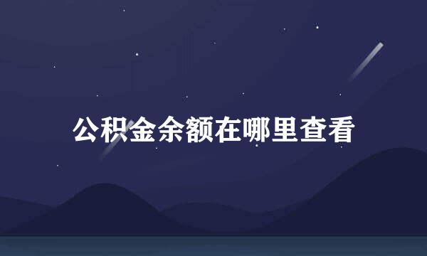 公积金余额在哪里查看
