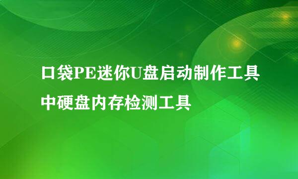 口袋PE迷你U盘启动制作工具中硬盘内存检测工具