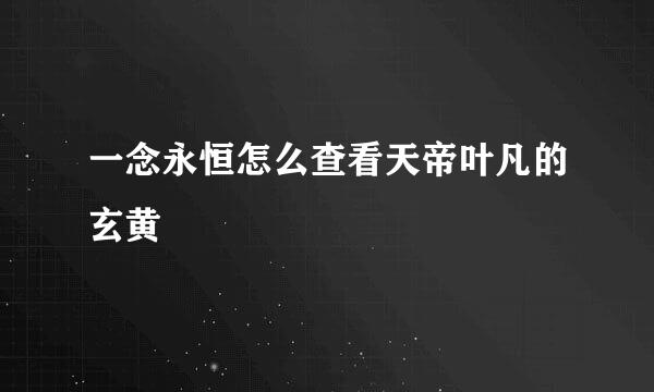 一念永恒怎么查看天帝叶凡的玄黄
