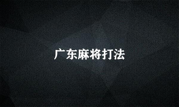 广东麻将打法