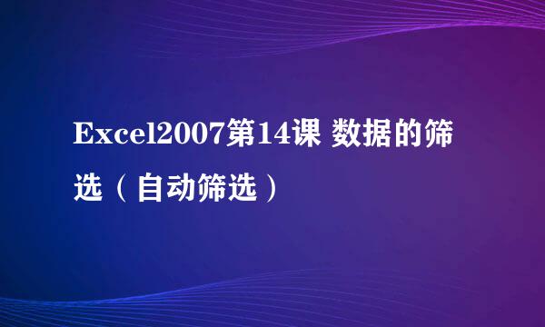 Excel2007第14课 数据的筛选（自动筛选）