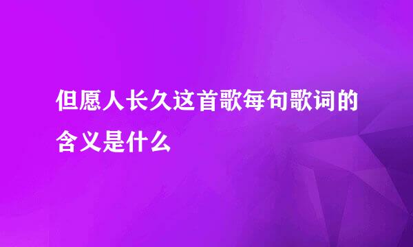 但愿人长久这首歌每句歌词的含义是什么