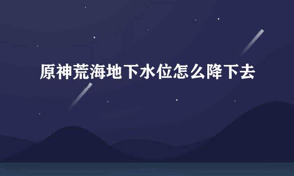 原神荒海地下水位怎么降下去