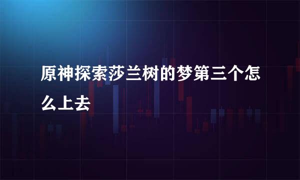 原神探索莎兰树的梦第三个怎么上去