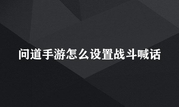 问道手游怎么设置战斗喊话