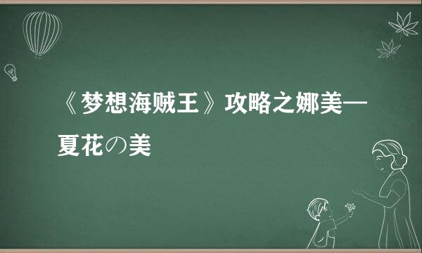 《梦想海贼王》攻略之娜美—夏花の美