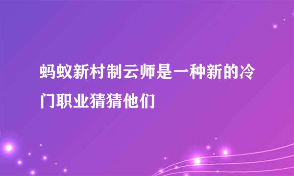 蚂蚁新村制云师是一种新的冷门职业猜猜他们