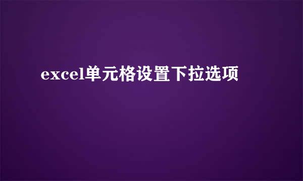 excel单元格设置下拉选项