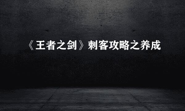 《王者之剑》刺客攻略之养成