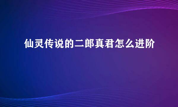 仙灵传说的二郎真君怎么进阶