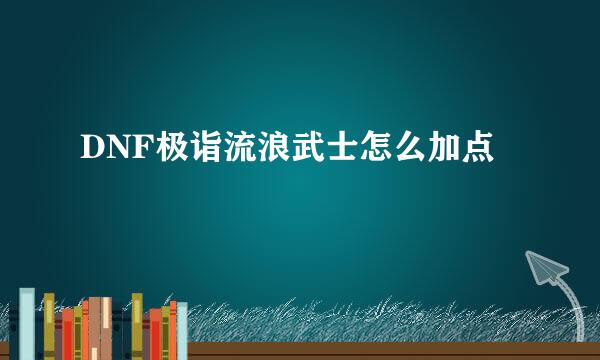 DNF极诣流浪武士怎么加点