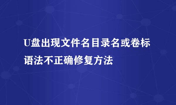 U盘出现文件名目录名或卷标语法不正确修复方法