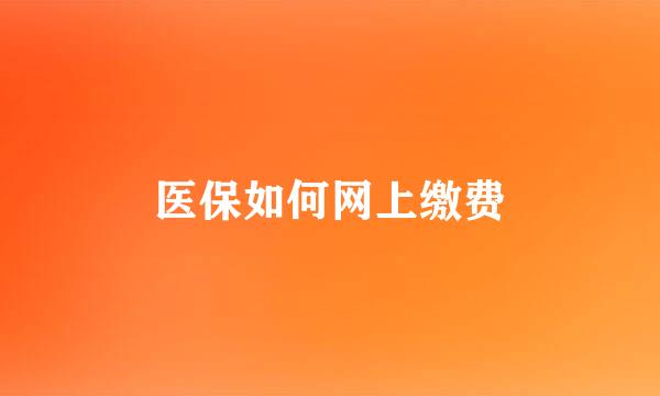 医保如何网上缴费