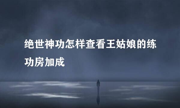 绝世神功怎样查看王姑娘的练功房加成