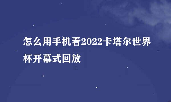 怎么用手机看2022卡塔尔世界杯开幕式回放