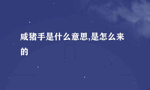 咸猪手是什么意思,是怎么来的