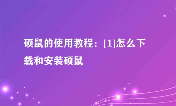 硕鼠的使用教程：[1]怎么下载和安装硕鼠