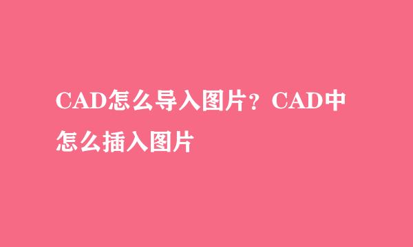 CAD怎么导入图片？CAD中怎么插入图片