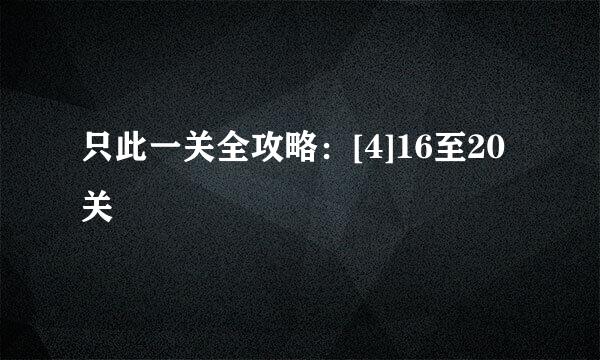 只此一关全攻略：[4]16至20关